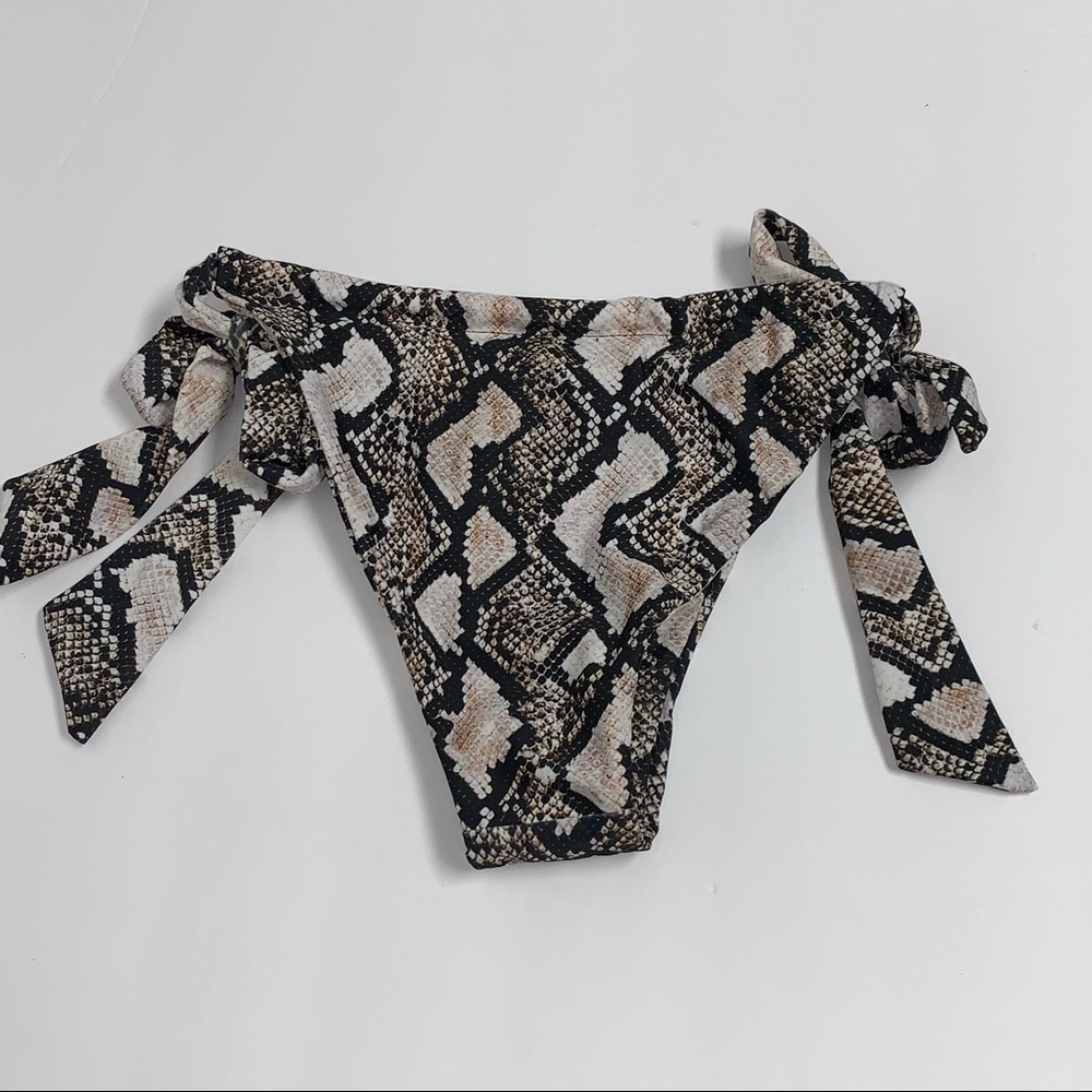 Peddney Size Small Snake Print Ties at Side Bikini Swim Bottom NWOT